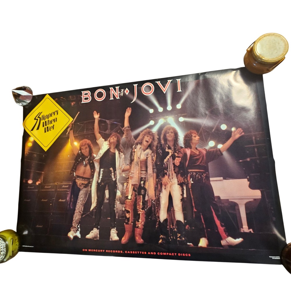Bon Jovi Slippery When Wet Vintage 1986 24x36 Original Promo Poster PolyGram
